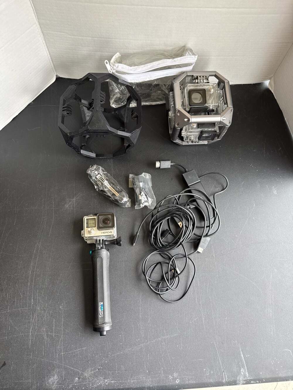 GoPro Hero 4 Silver Action Camera Bundle with 360 VR Rig & Floating Grip - Works